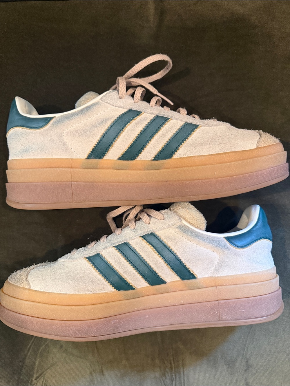 adidas Women’s gazelle sneakers with green Stripes
